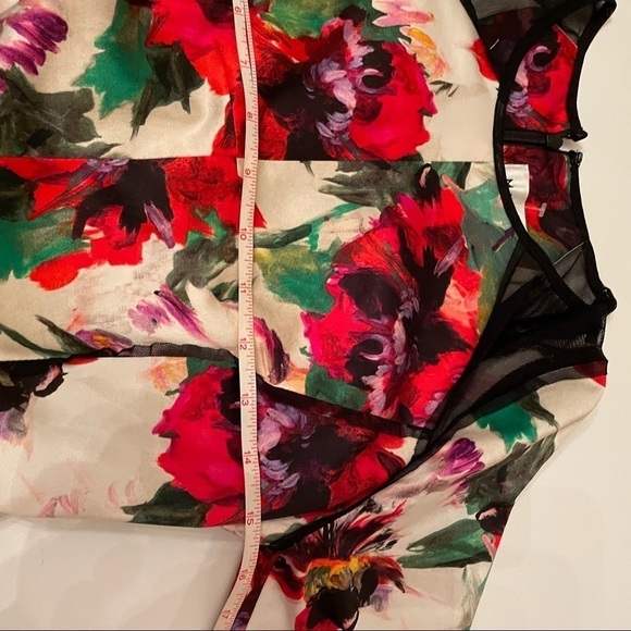 Milly New York Floral Sheath Dress with Mesh Inset & Piping - Picture 11 of 16